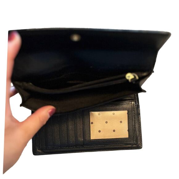 KATE SPADE Black Leather Wallet Hand Purse Multi Comparment Snap Closure Card - Picture 7 of 10